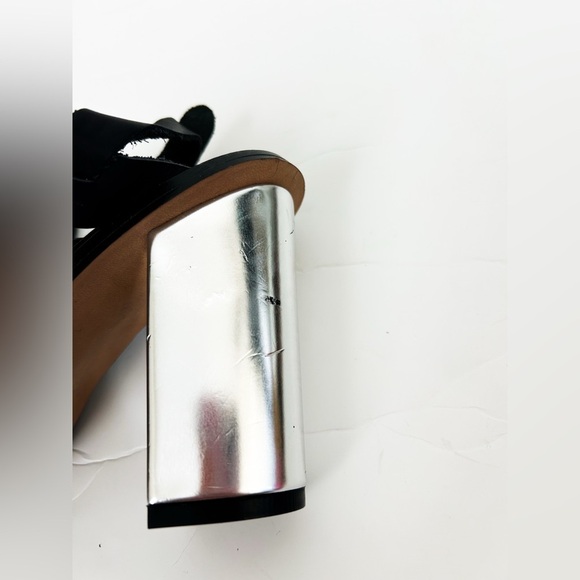 Anthropologie Sixty Seven Black and Silver Leather Block Heels Size 38 - Picture 7 of 8